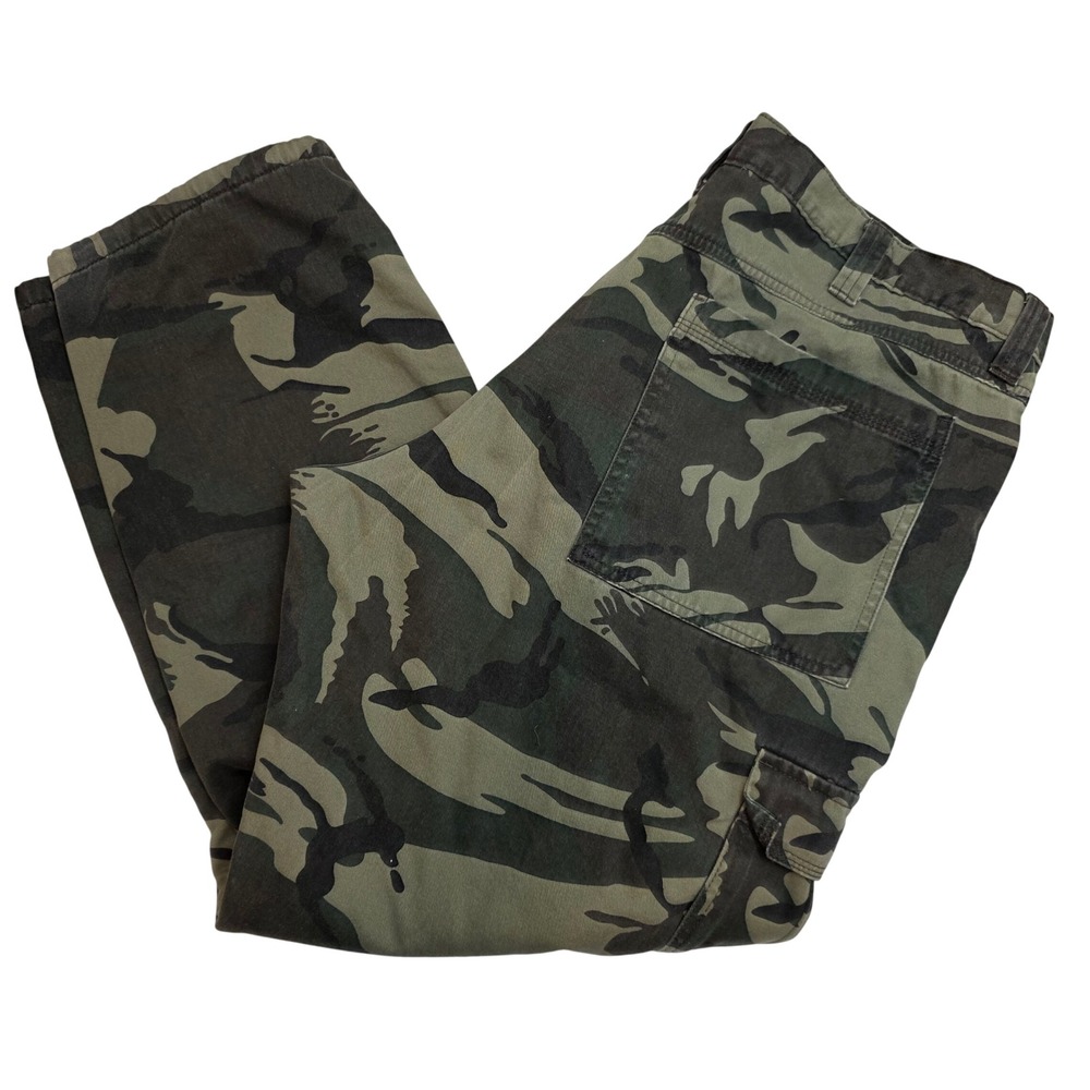 Wrangler Mens Fleece Lined Relaxed Fit Cargo Pants Camo Green 40x30 70FCW4M